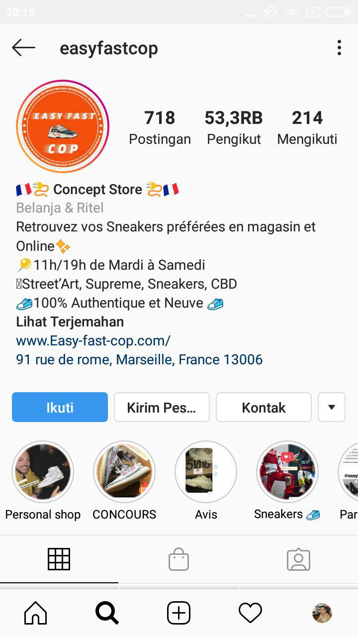 contoh bio instagram bisnis sepatu