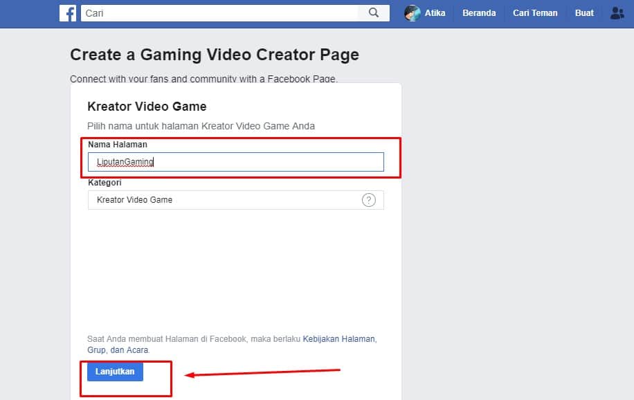 Cara daftar akun facebook gaming creator