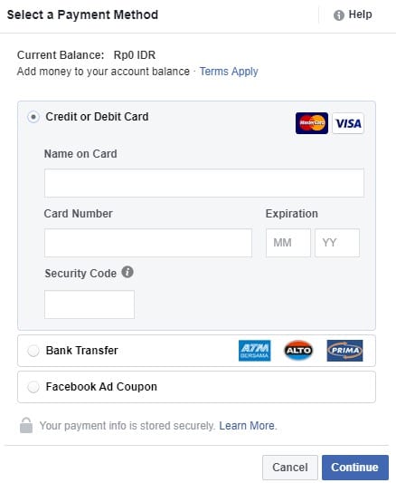 cara setting pembayaran iklan di facebook