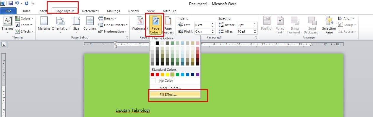 cara membuat latar halaman berwarna di ms word